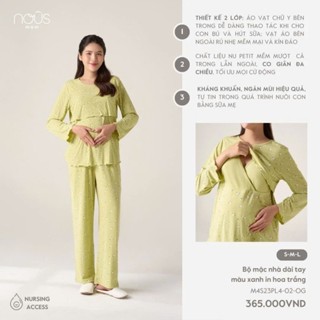 Nous Mom Bộ quần áo sau sinh cho mẹ dài tay set đồ bầu mặc tại nhà thoải mái, dễ chịu