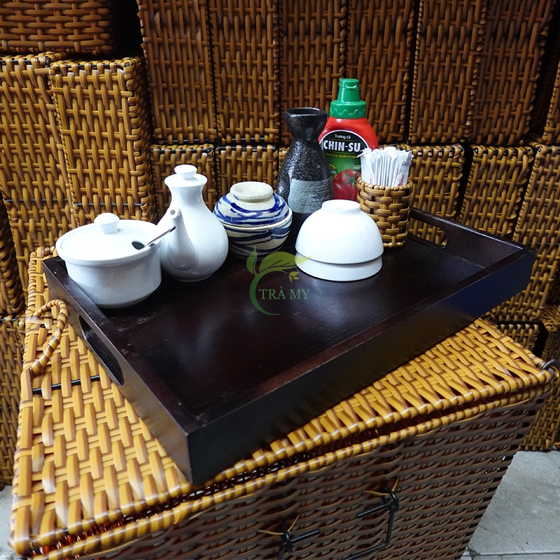 Khay Gỗ Quai Cầm Bằng Size 25 x 35 x 4 cm - Khay Đựng Gia Vị - Khay Phục Vụ Quán Ăn Nhà Hàng