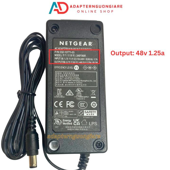 Adapter nguồn POE 48v 1.25a chân kim to - hàng chính hãng xịn