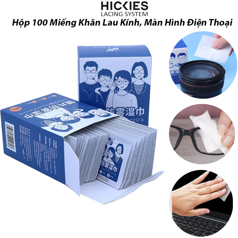 Hộp 100 Miếng Giấy Lau Kính, Màn Hình Điện Thoại, Laptop Chống Mờ, Bụi Bẩn - HICKIES LACING SYSTEM