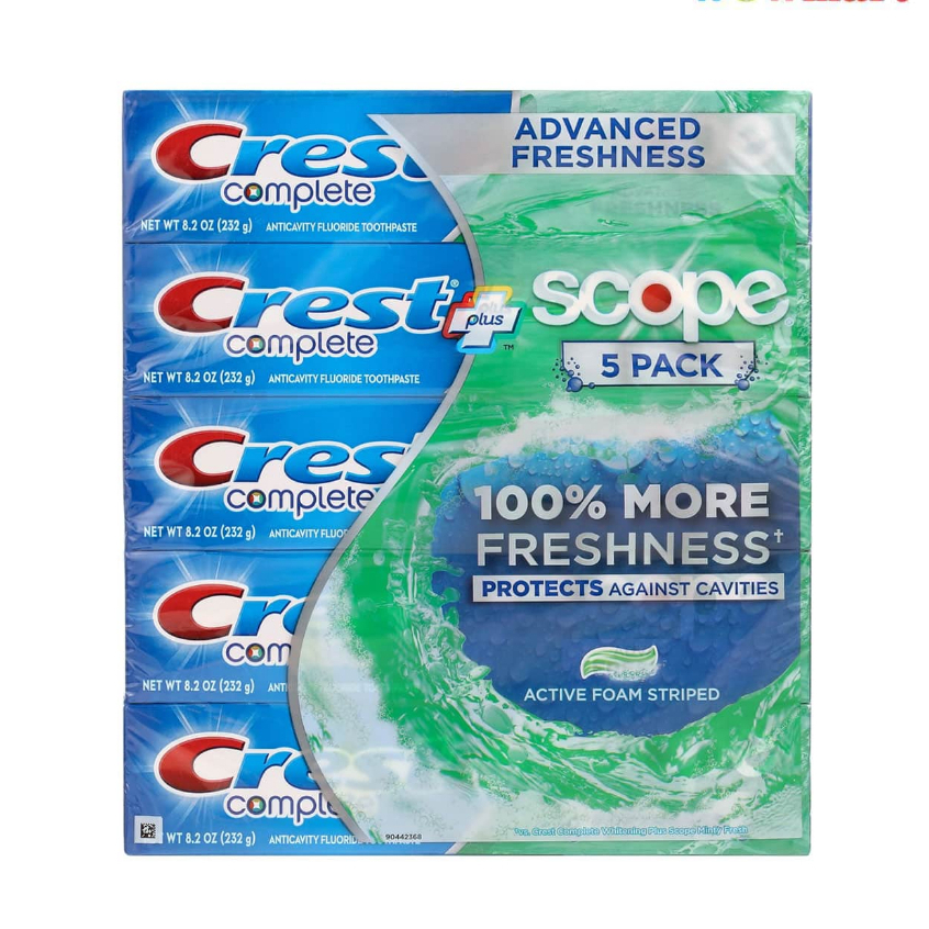 Kem đánh răng Crest Complete Plus Scope Advanced Freshness 232g x5