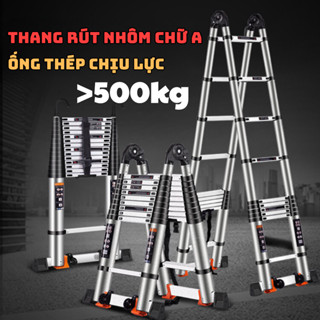 Thang Rút Đôi Đơn Chất Liệu Inox Đa Năng Gấp Gọn, Thang Nhôm Rút Chữ A Nhập Khẩu ( từ 1.9M-6.6M)