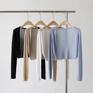 Áo cardigan len áo khoác len mỏng không cúc dáng ngắn xinh xắn
