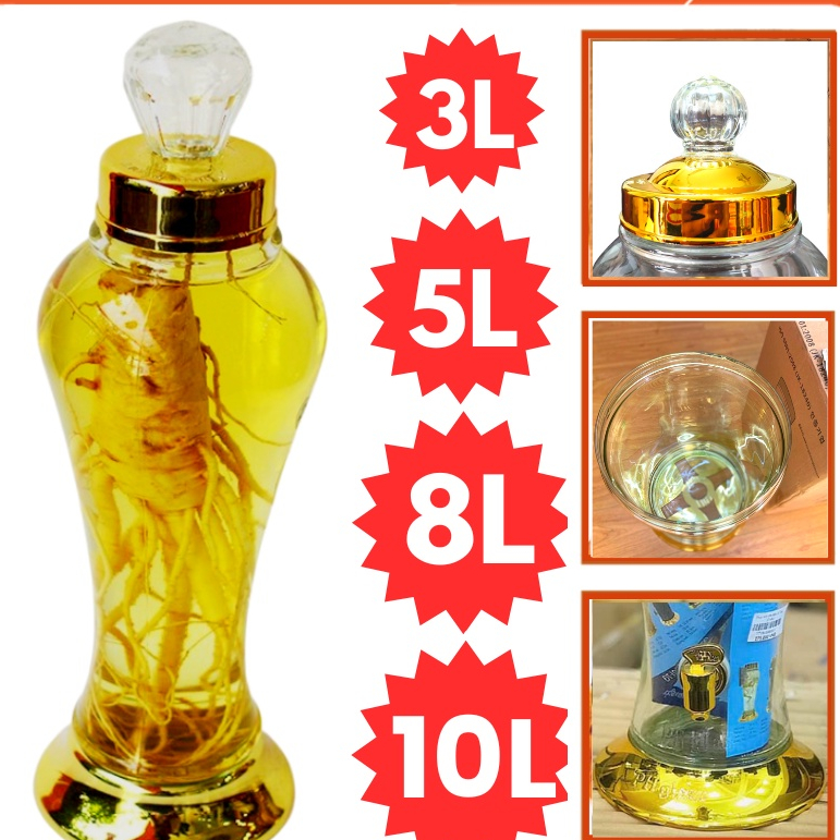 Bình Thủy Tinh Ngâm Rượu 3L 5L 8L 10L Có Vòi/Không Vòi. Bình Ngâm Sâm 3 Lít Phú Hòa, Bình Đựng Rượu 