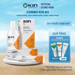 Combo Nước Súc Miệng Kem Đánh Răng Kin B5 Phục Hồi Nướu Răng, Sạch Mảng Bám, Ngừa Viêm Nướu, Chống Sâu Răng 500ml/125ml