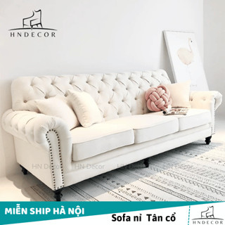 Ghế sofa tân cổ điển Rose H2 Furniture chất liệu nỉ da lộn cao cấp cho phòng khách, sofa decor .