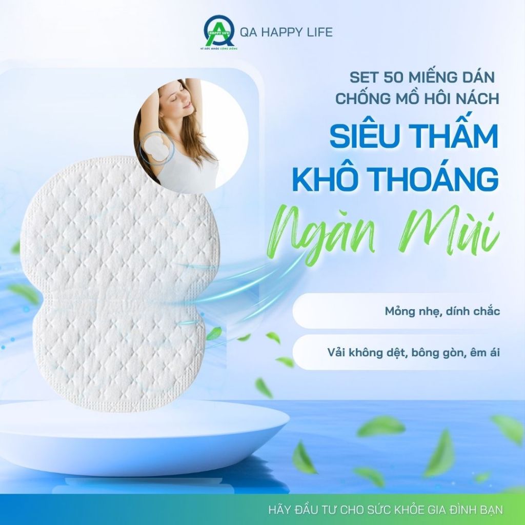 Set 50 Miếng dán chống mồ hôi nách siêu thâm hút giúp khô thoáng cho Nam và Nữ che tên sản phẩm