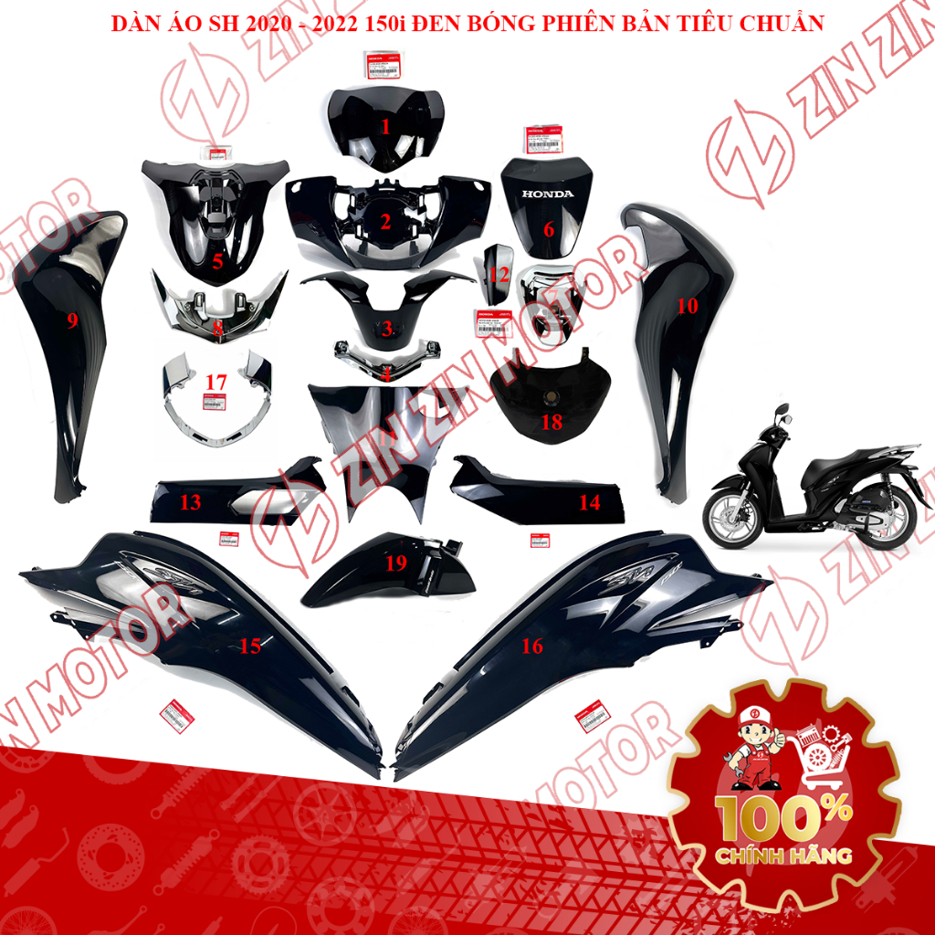Dàn Áo SH150i, SH 150i 2020 2021 2022 Đen Bóng Phiên Bản Tiêu Chuẩn Chính Hãng - ZZM