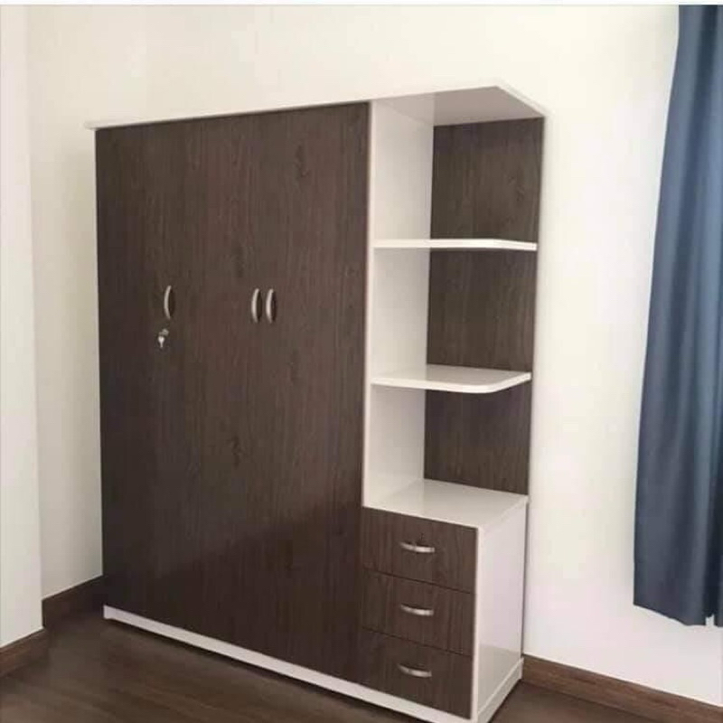 Tủ quần áo nhựa đài loan 3 ngăn kéo kèm kệ,lót lõi gỗ bản lề.