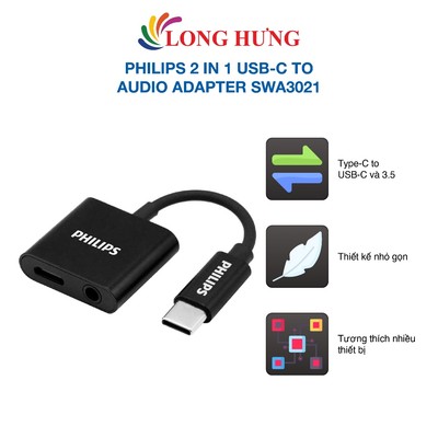 Cổng chuyển đổi Philips 2 in 1 USB-C to Audio Adapter SWA3021 - Hàng chính hãng
