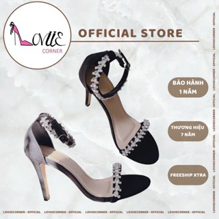 LOVIIECORNER GIÀY CAO GÓT ĐI TIỆC - SANDAL CAO GÓT QUAI NGANG MẢNH HỘT XOÀN - GUỐC NỮ CAO 9 PHÂN G220760
