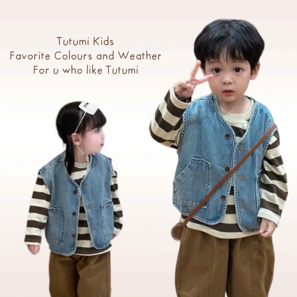 Áo gile jean bé trai bé gái TUTUMI KIDS, áo gile bò trẻ em dễ phối đồ, rộng rãi thoải mái cho bé từ 