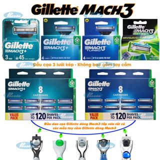 Hộp lưỡi dao cạo râu Gillette Mach3/ Turbo/ Sensitive (đầu cạo 3 lưỡi kép - Không bao gồm tay cầm)