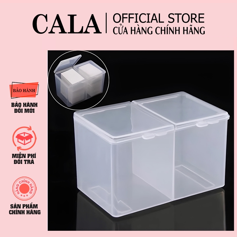  Hộp đựng giấy lau gel 2 ngăn màu trong - hộp nhựa đựng giấy tẩy trang- hộp đựng tăm bông đa chức năng giá rẻ tiện dụng 