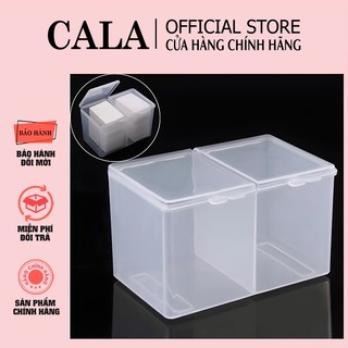 Hộp đựng giấy lau gel 2 ngăn màu trong - hộp nhựa đựng giấy tẩy trang- hộp đựng tăm bông đa chức năng giá rẻ tiện dụng 