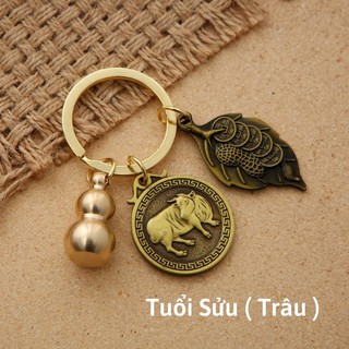 [TUỔI TRÂU] Móc Khóa 12 Con Giáp Đồng Thau