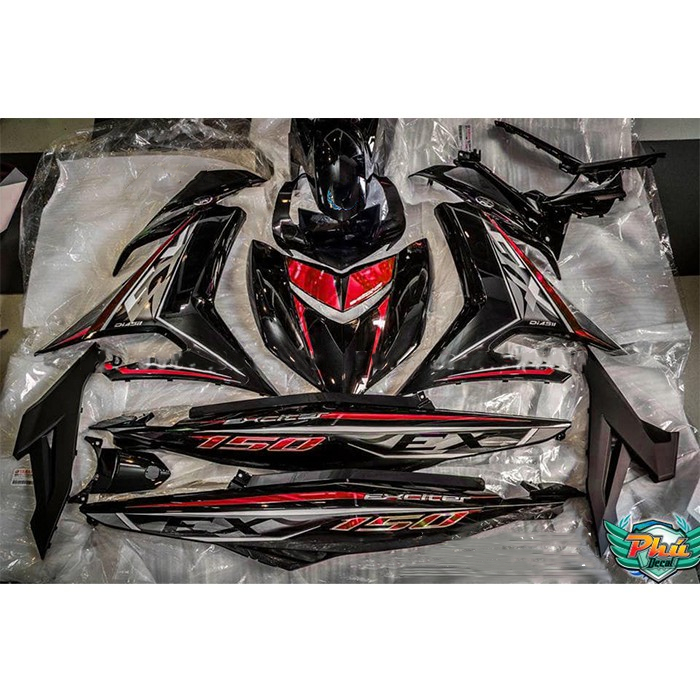 Tem rời Candy Exciter 150 đen đỏ xám ,chữ Exciter