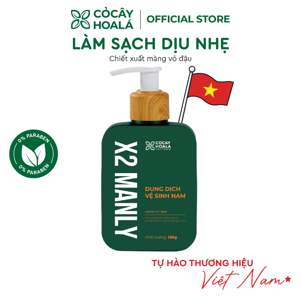 Dung Dịch Vệ Sinh Nam Cỏ Cây Hoa Lá X2 Manly - Làm Sạch Vùng Kín Nhẹ Nhàng 150gr