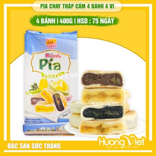 Bánh pía chay thập cẩm 4 vị khác nhau 400g, bánh pía chay Sóc Trăng Tân Huê Viên  [TÚI 4 BÁNH]