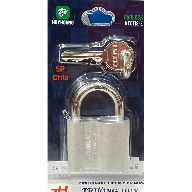 [chính hãng] Khoá bằng chìa 5P Titaniun cao cấp Huy Hoàng - Bảo hành 3 năm