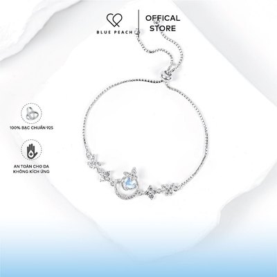 Lắc Tay Bạc 925 Blue Peach LT Butterfly Dây Rút - Moonstone LT777
