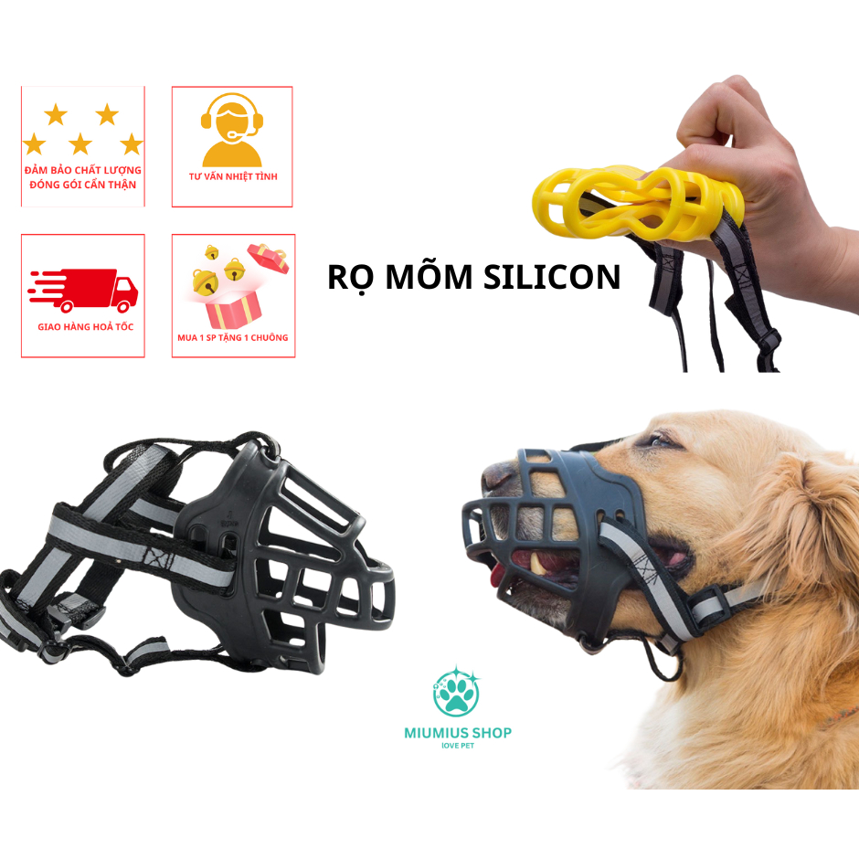 (Rọ mõm ) silicon cho chó nhiều size có chuông