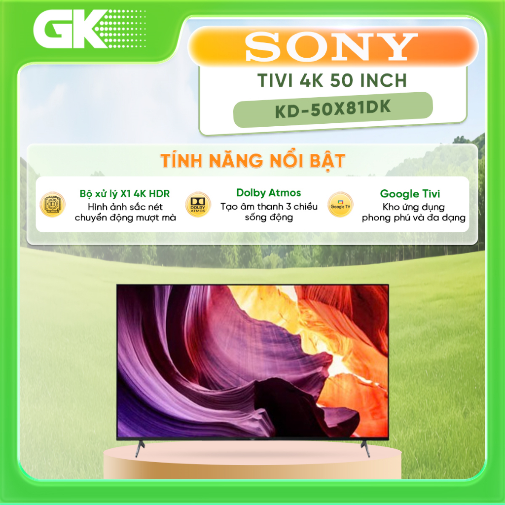 KD-50X81DK - Google Tivi Sony 4K 50 Inch KD-50X81DK{Miễn Phí Lắp TV Để Bàn HCM}