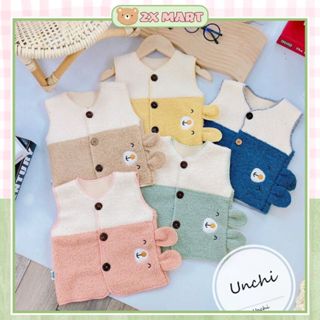  Áo gile cho bé trai bé gái vải lót nỉ lông unchi ghi lê trẻ sơ sinh mặc ngoài 2x Mart 