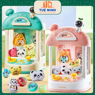 Máy gắp thú gấu mini cho bé, tặng kèm gấu. Máy gắp gấu bông có đèn và nhạc