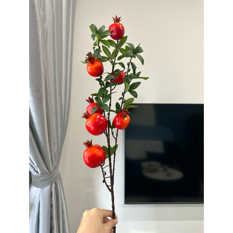 Cành lựu 7 quả to, cành lựu giả decor trang trí nhà cửa