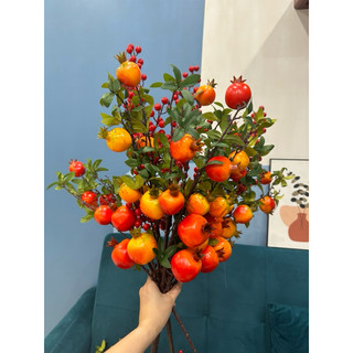 Cành lựu 7 quả to, cành lựu giả decor trang trí nhà cửa