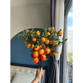 Cành lựu 7 quả to, cành lựu giả decor trang trí nhà cửa