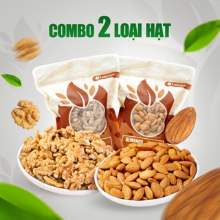 Combo 2 loại hạt dinh dưỡng gồm hạt óc chó vàng, hạt hạnh nhân sấy chín TANU NUTS