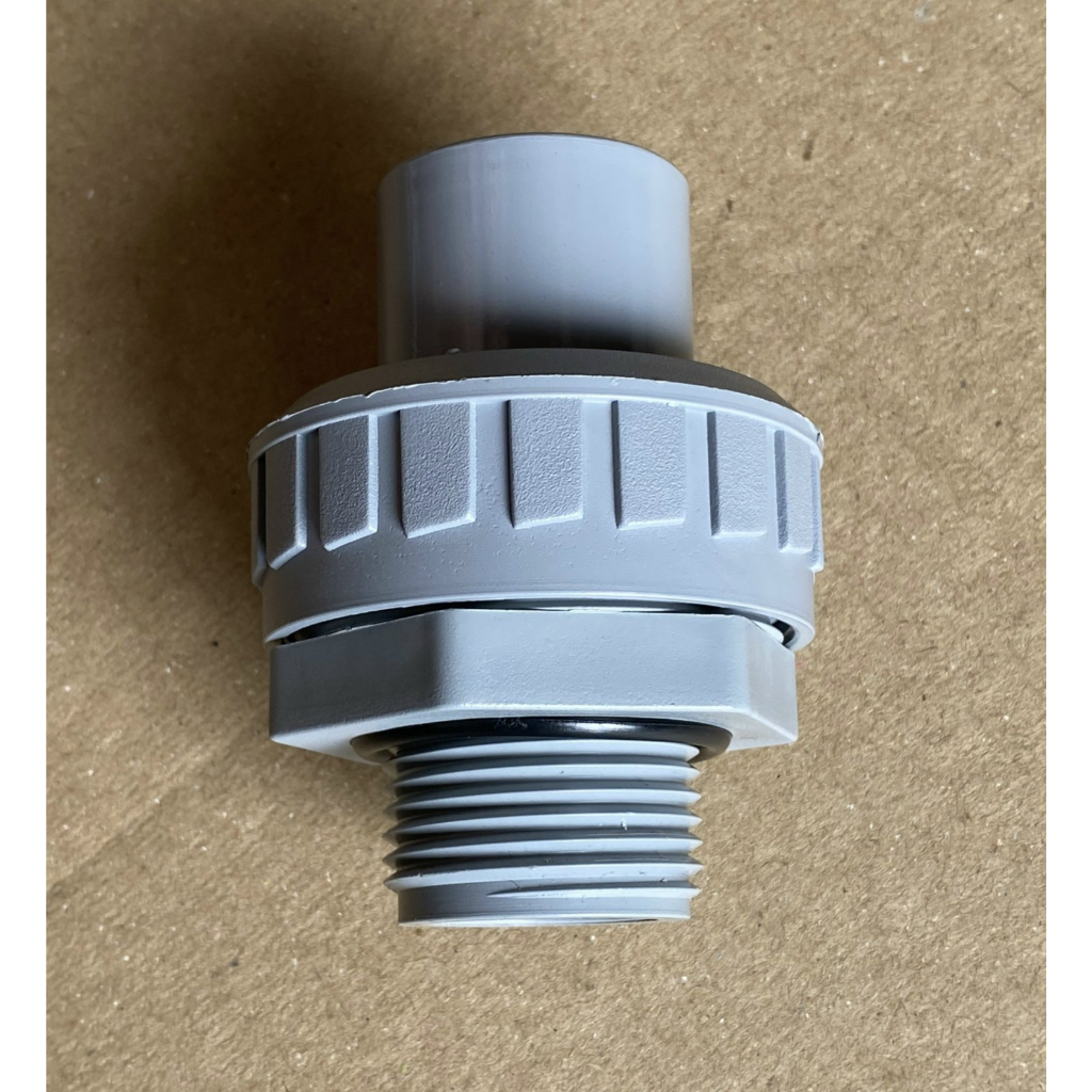 Rắc co nhựa ren ngoài 34mm (1") cắm ống PVC 27mm AQUAMATE