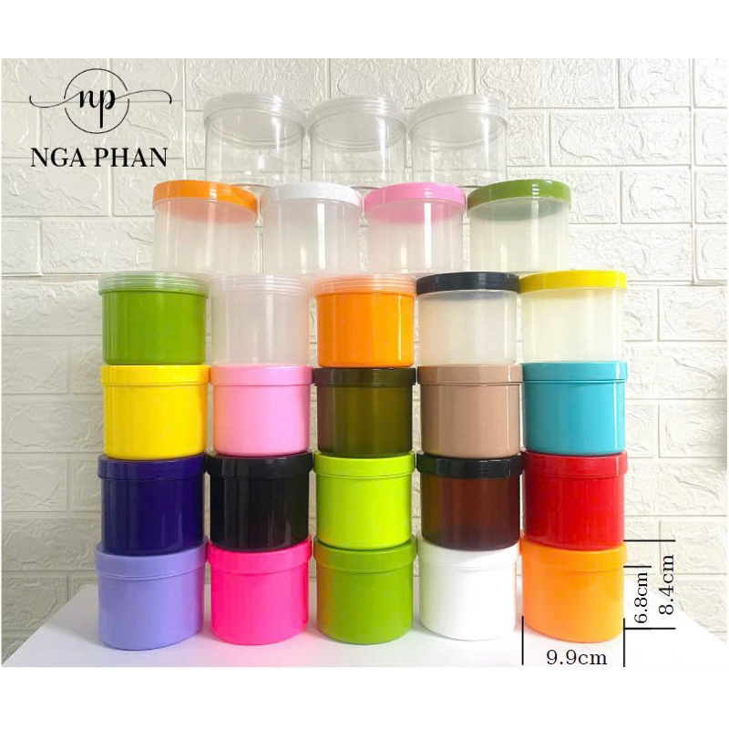 Hủ đựng kem 500g (màu trắng, đen, xanh, cam, Hồng, vàng, trong)