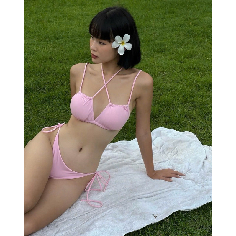 Bikini 2 mảnh Hồng phấn đi biển đi du lịch quần ôm Mông ( sẵn hàng - che tên) | BigBuy360 - bigbuy360.vn