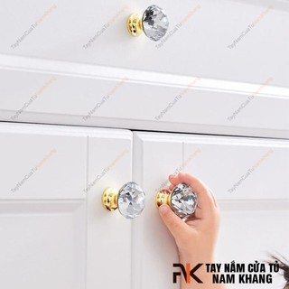 Núm cửa tủ pha lê NK295-TV (Pha Lê Trắng)