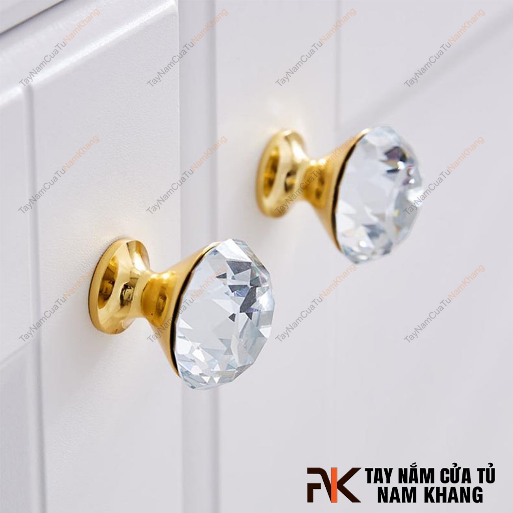 Núm cửa tủ pha lê NK295-TV (Pha Lê Trắng)