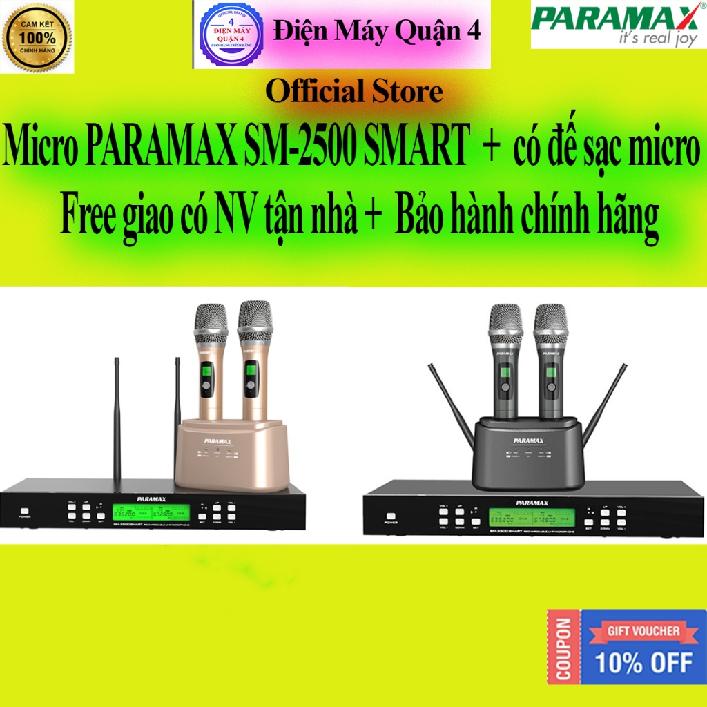 SM2500 SMART -- Micro không dây UHF sạc tự động Paramax SM-2500 SMART cam kết chính hãng
