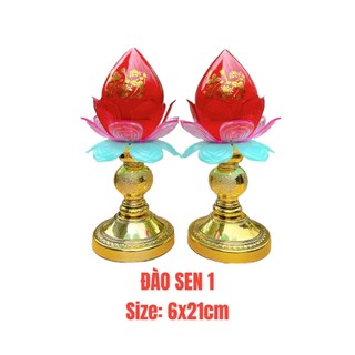 Đèn Thờ Trái Đào Lá SEN bóng CANA (Tiểu Trung Đại) - (Phú Quý)