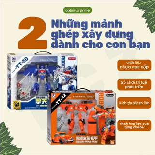  Robot người máy biến hình NDP xe ô tô Transformer Optimus Prime Đồ chơi ô tô lắp ghép robot bé trai 
