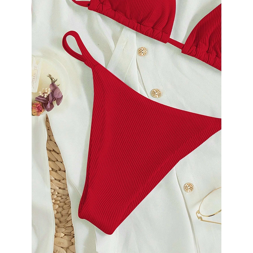 [HOT] Set Bikini Nữ 2 Mảnh Gân Sọc Co Giãn Dây Buộc Quyến Rũ Basic Sang Chảnh Đi Biển | BigBuy360 - bigbuy360.vn