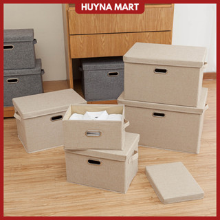 Hộp Đựng Đồ Có Nắp Rời Chất Liệu Vải Lanh+Khung Gỗ MDF hoặc bảng PP Cao Cấp, Thùng Đựng Quần Áo Gấp Gọn Đa Năng TD17