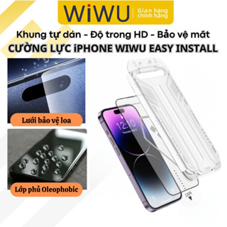 Kính cường lực khung dán tự lấy bụi chống mẻ cạnh WIWU EASY INSTALL iPhone 17 16 15 14 13 12 11 Pro Max Plus Air
