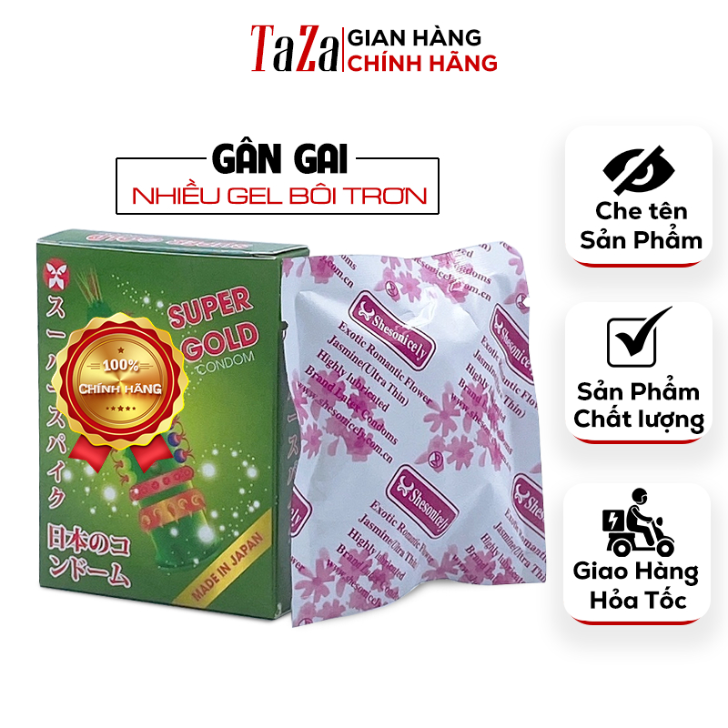 Bao Cao Su Gân Gai Bi Lớn Super Gold, Bcs Siêu Mỏng Cảm Giác Chân Thực, Nhiều Gel Bôi Trơn (Hộp 2C)