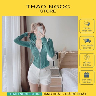 Áo khoác thun gân nữ có mũ dây khóa kéo! (có sẵn, hình thật) THẢO NGỌC STORE