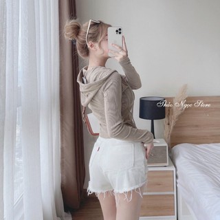Áo khoác thun gân nữ có mũ dây khóa kéo! (có sẵn, hình thật) THẢO NGỌC STORE