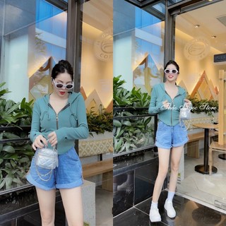Áo khoác thun gân nữ có mũ dây khóa kéo! (có sẵn, hình thật) THẢO NGỌC STORE
