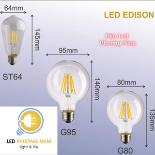 [COMBO 2 ] BÓNG ĐÈN Led EDISON ST64, Trang Trí tiết kiệm điện, ánh sáng Vàng