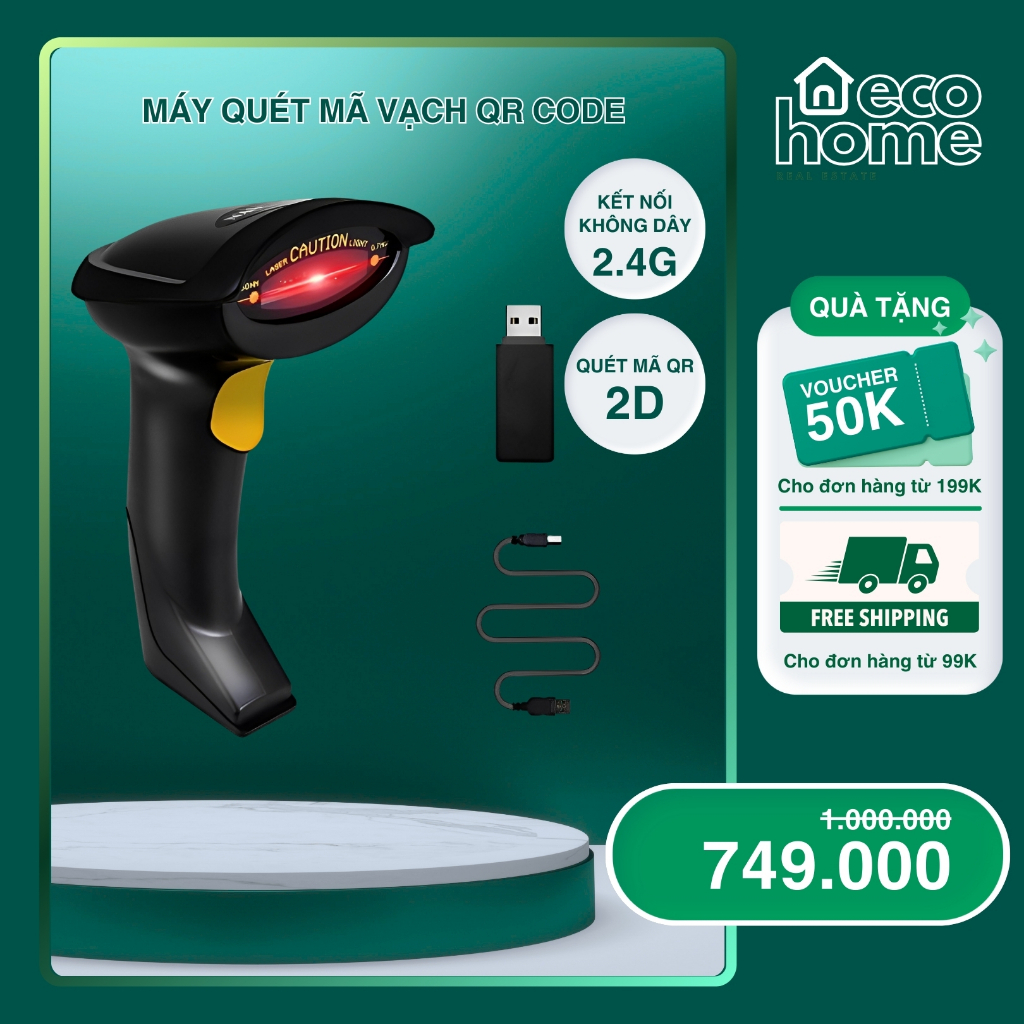 Máy Quét Mã Vạch Không Dây Bluetooth KAW Cao Cấp, Quét Mã Vạch, Quét Mã QR, Kết Nối Điện Thoại, Bảo Hành 12 Tháng